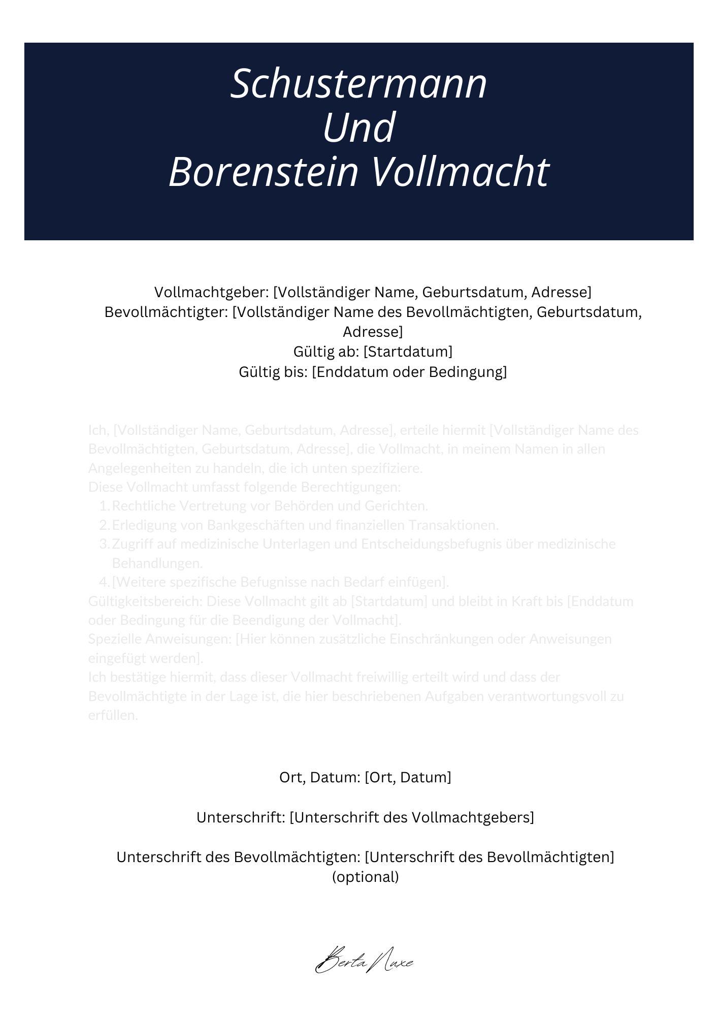 Schustermann Und Borenstein Vollmacht