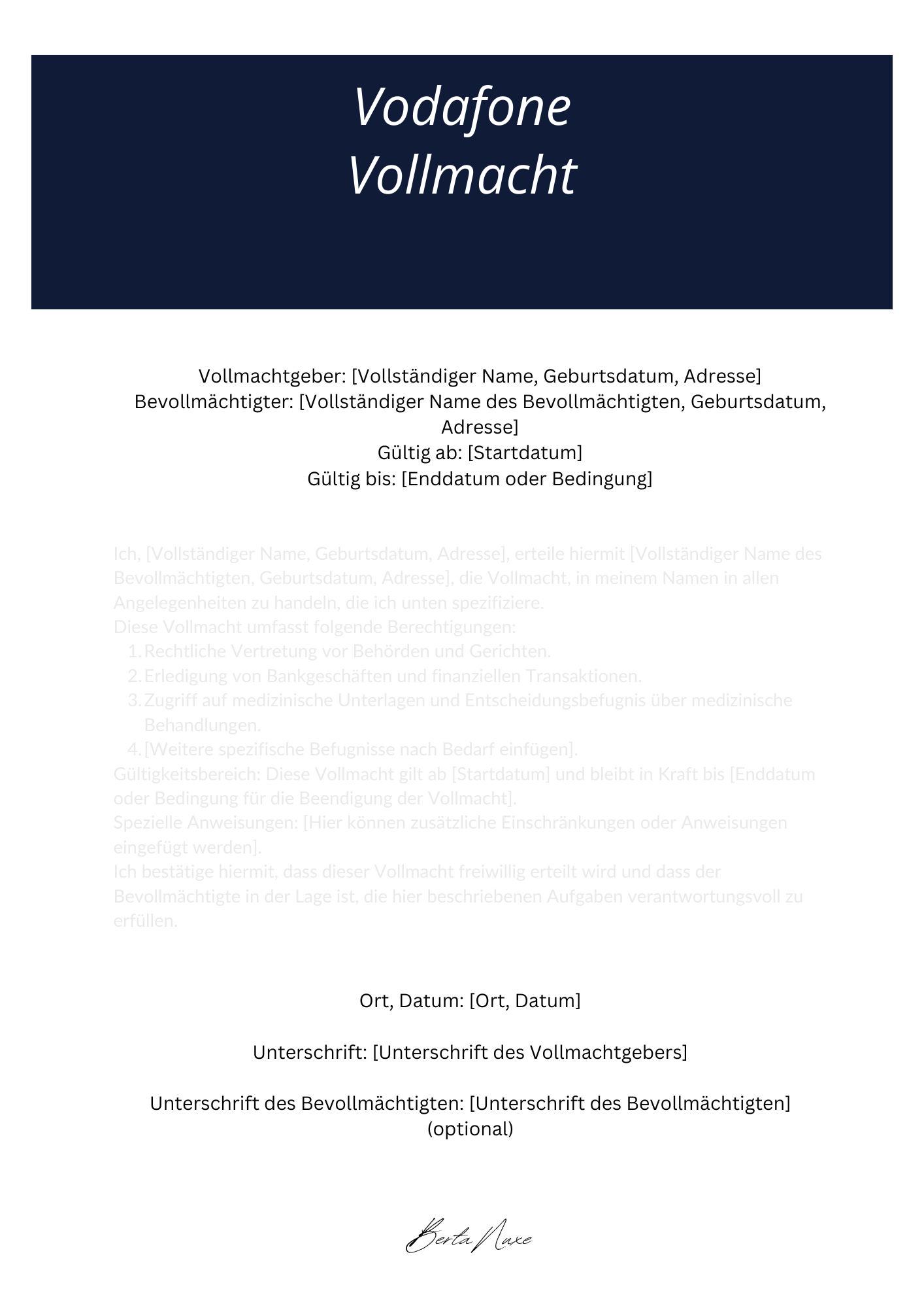 Vodafone Vollmacht