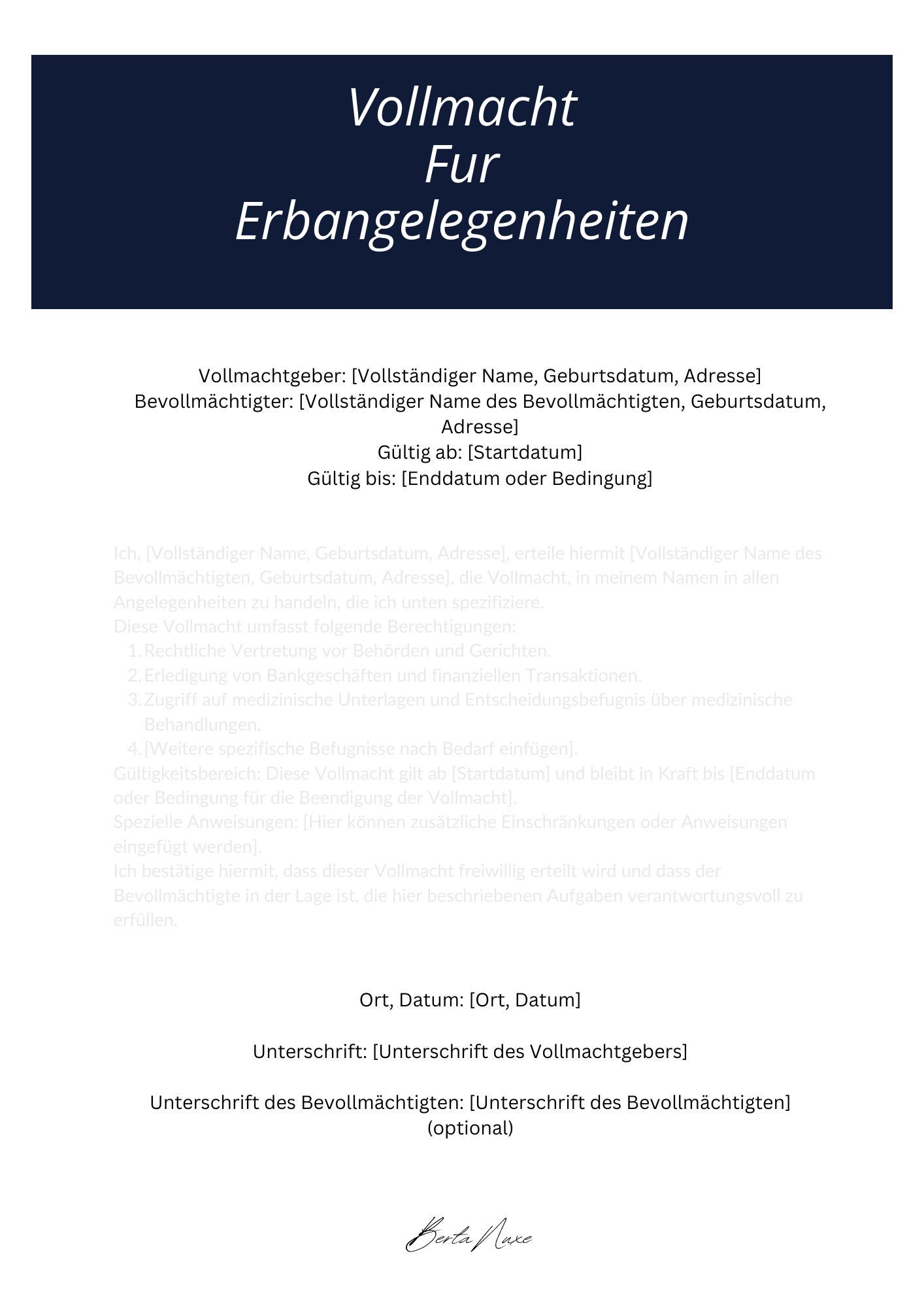 Vollmacht Für Erbangelegenheiten