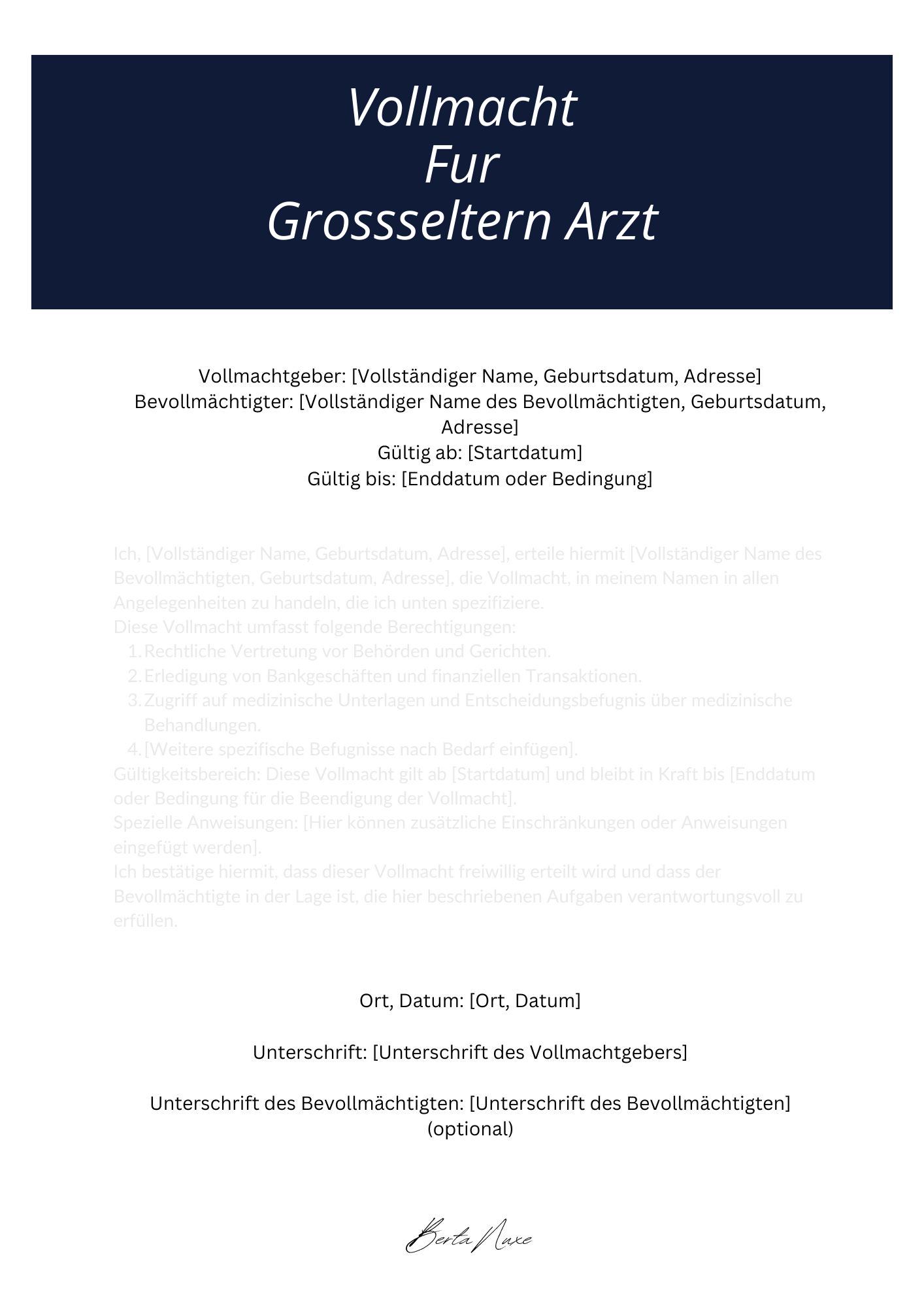 Vollmacht Für Großeltern Arzt