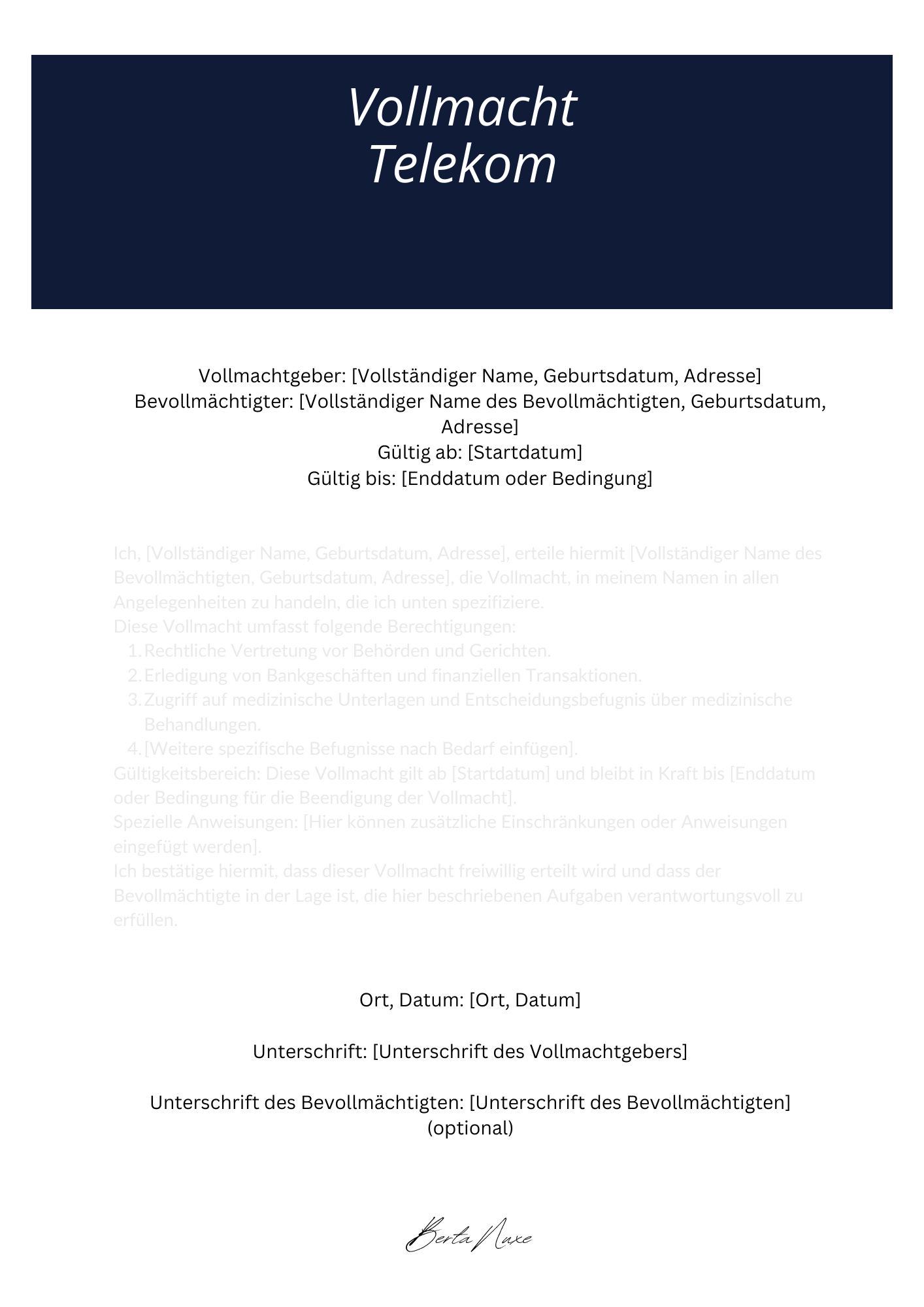 Vollmacht Telekom