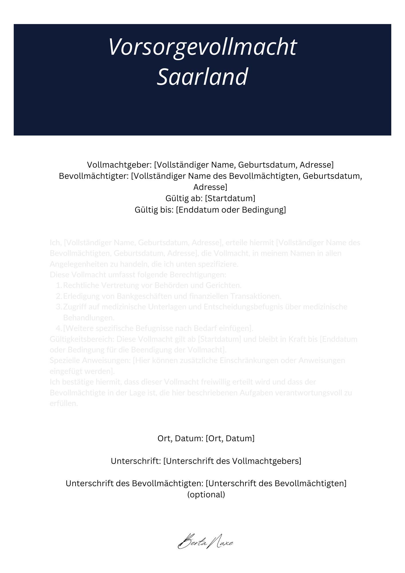 Vorsorgevollmacht Saarland